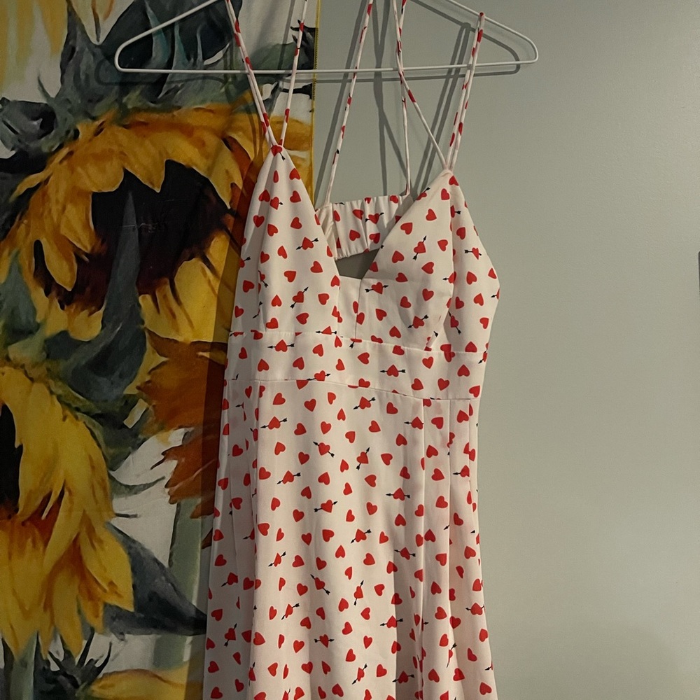 White express dress with hearts